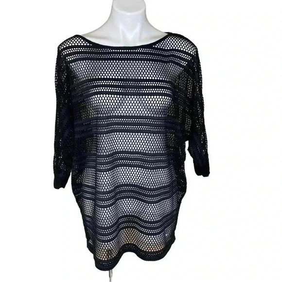 La Blance black mesh swim suit cover up size medium - Picture 1 of 4